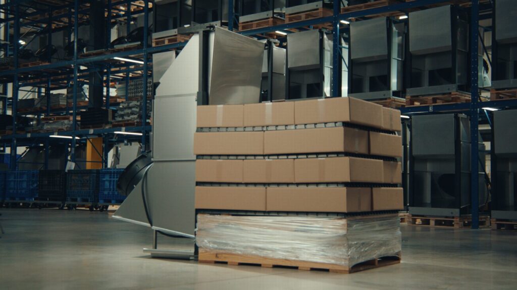 A properly built booster pallet staged at a QFM